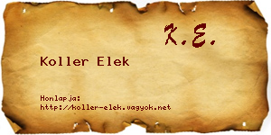 Koller Elek névjegykártya